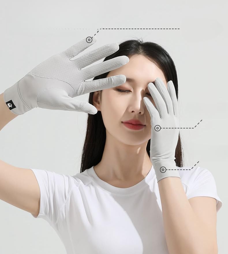 GREUS Thin Ice Silk Sun Gloves for Women UV Protection Driving Cycling Gloves UPF 50+ Touchscreen Breathable Anti-Slip Lightweight Summer Outdoor - Image 4